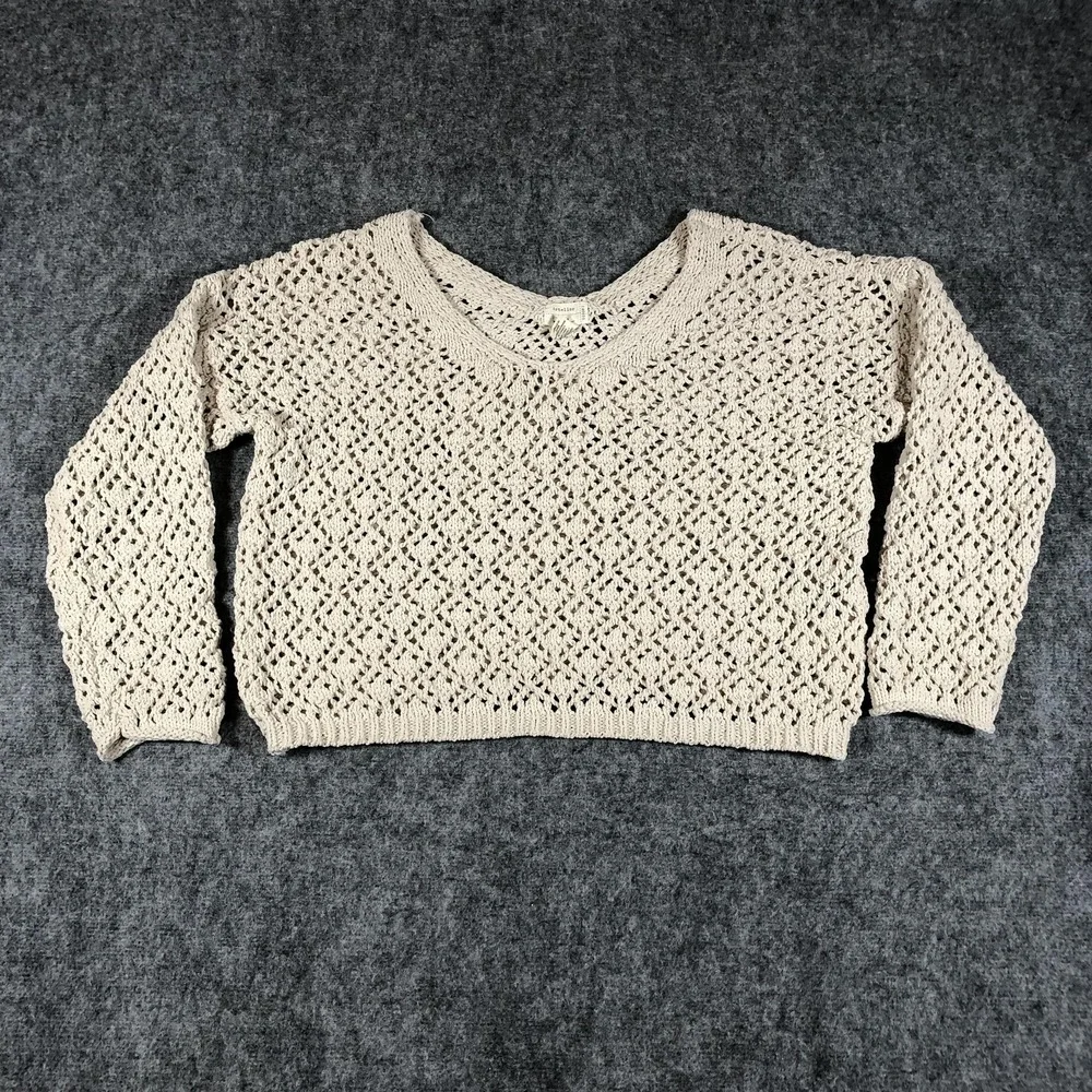 Artelier Nicole Miller Sweater‎ Womens Large Cream Open Knit Crochet